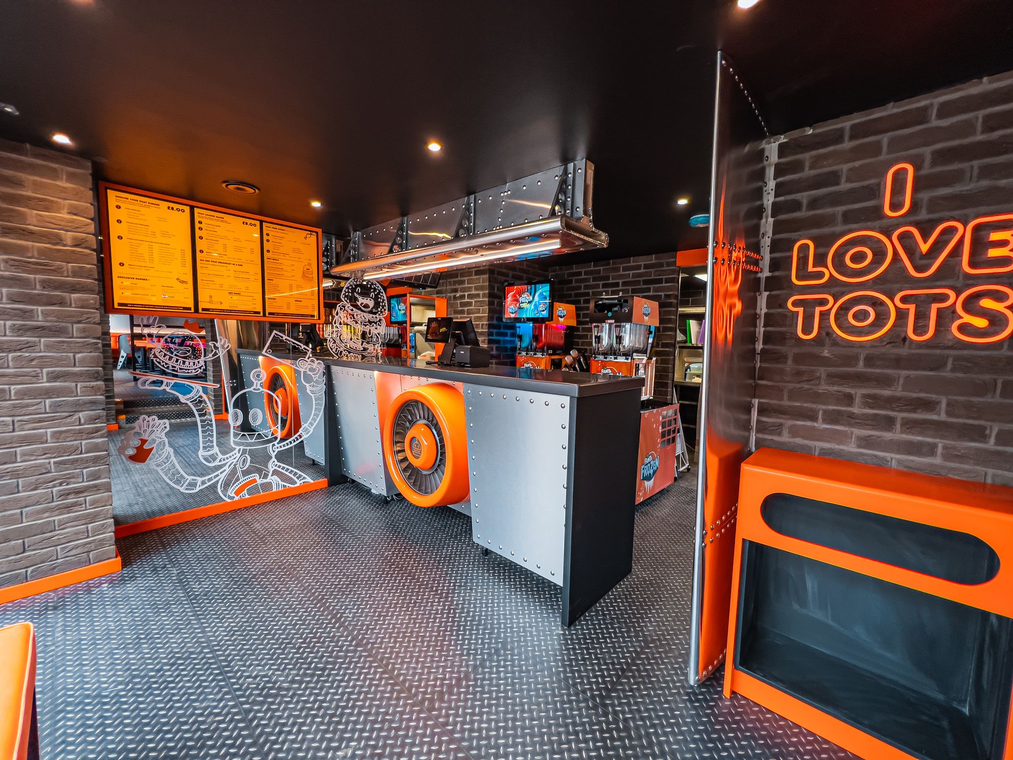 PHAT Buns order counter and menu boards
